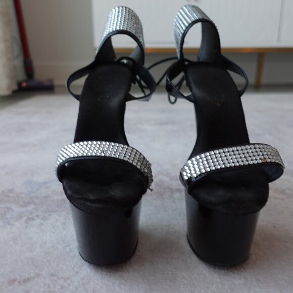 Black Rhinestone Stripper Shoe - Picture 7 of 14